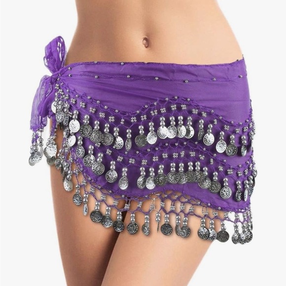 Gypsy Coin Head Scarf Belly Dancer Coin Hip Scarf Halloween - Picture 1 of 4
